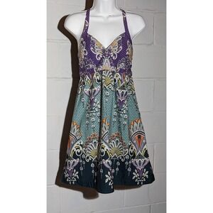 Express Paisley Print Halter Top Summer Dress Boho Cotton Sundress Small 4
